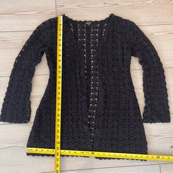 Say What? Black Open-Front Crochet Cardigan - Picture 8 of 11